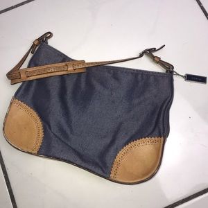 Coach Girlie Denim & Tan Leather Shoulder Bag
